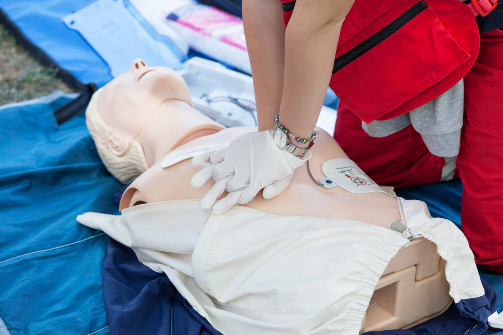 CPR and first aid training using automated external defibrillator device - AED